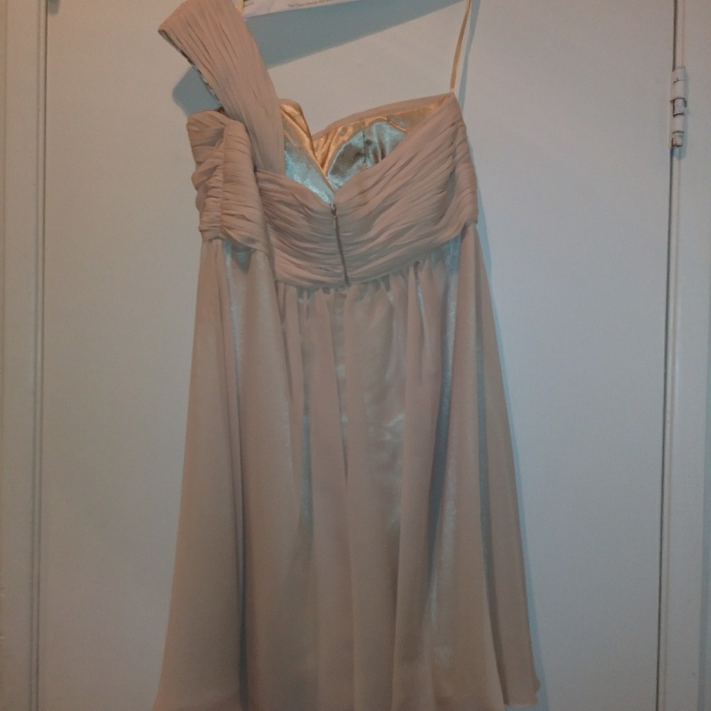 Kids champagne off-the-shoulder dress